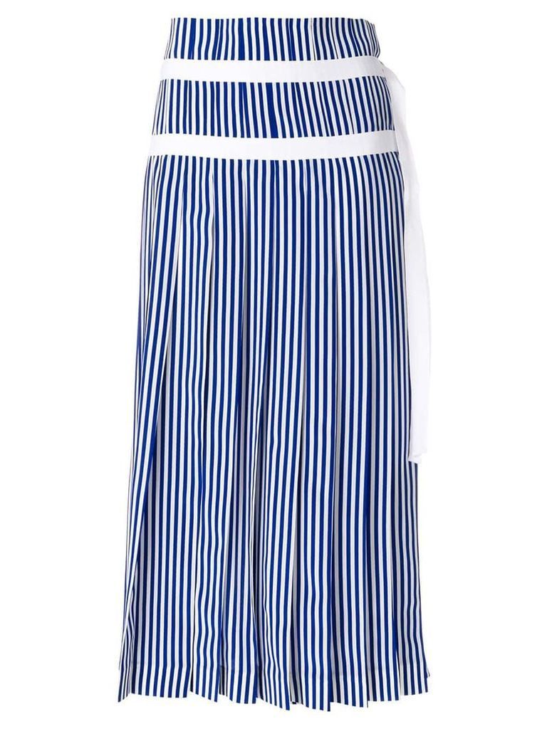 Joseph striped pleated skirt with double belt detail - Blue