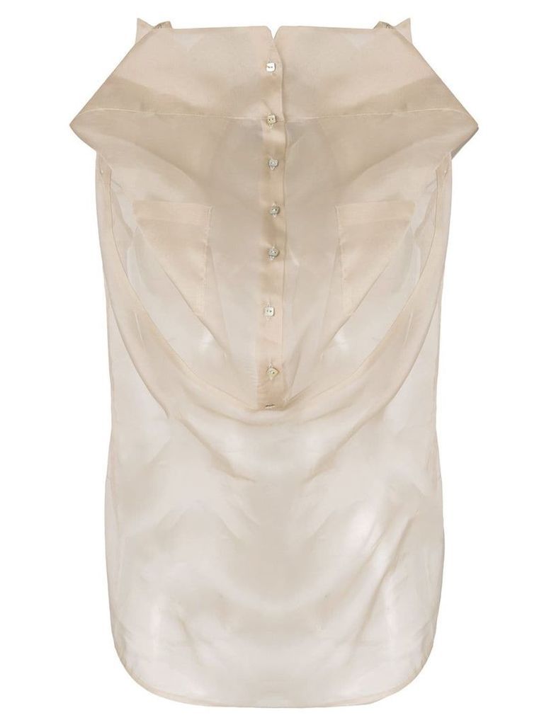 Balossa White Shirt transparent deconstructed shirt - Neutrals