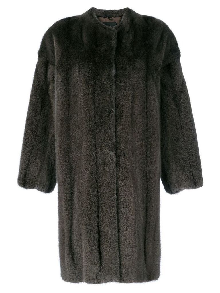 Liska fur mid-length jacket - Brown