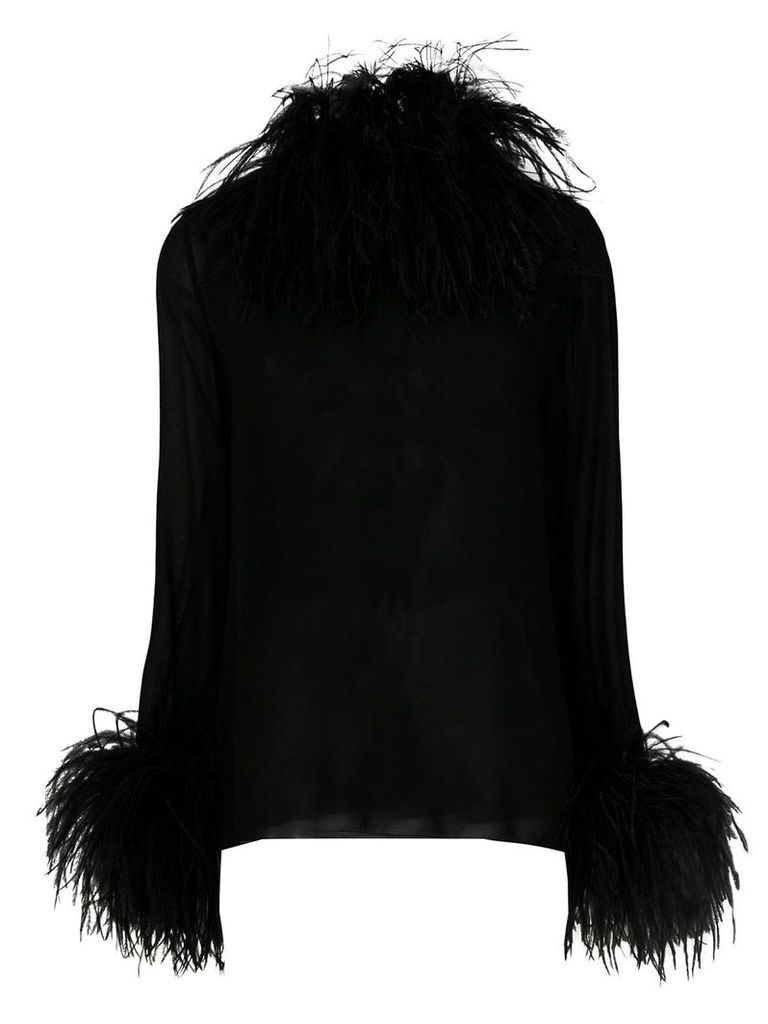Saint Laurent trimmed collar and cuff blouse - Black