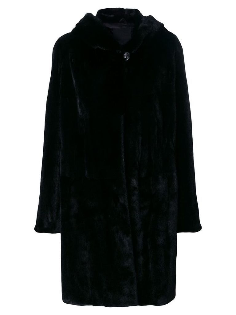 Liska hooded fur coat - Black