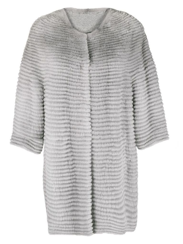 Liska collarless mid-length coat - Grey