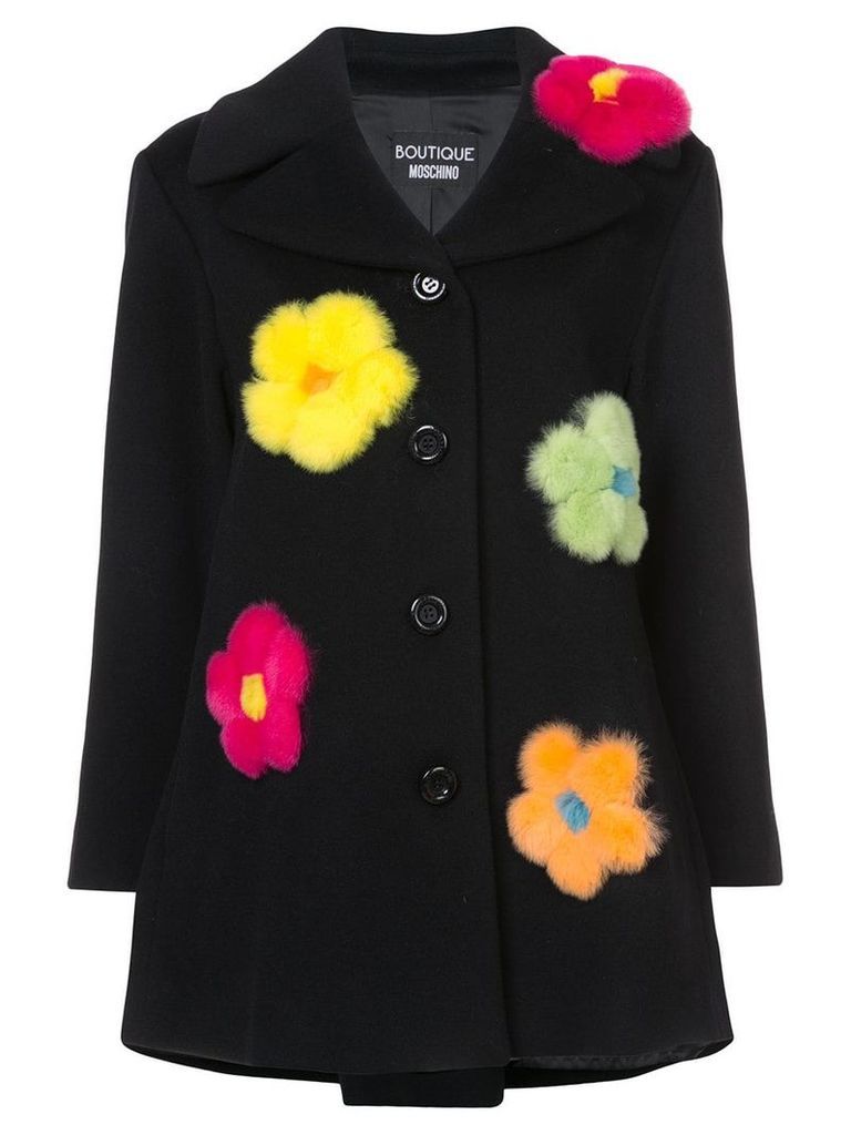 Boutique Moschino single breasted flower coat - Black