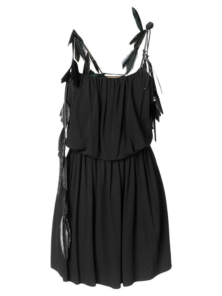 Saint Laurent feather trim strappy dress - Black