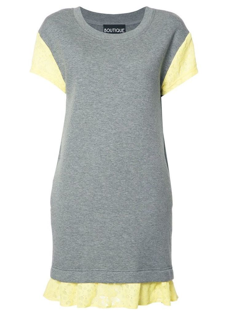 Boutique Moschino lace detailing T-shirt dress - Grey