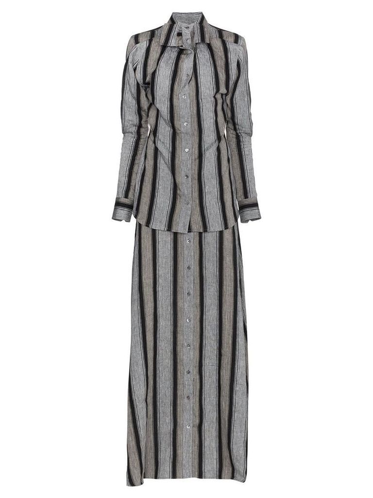 Y/Project Striped linen maxi dress - Grey