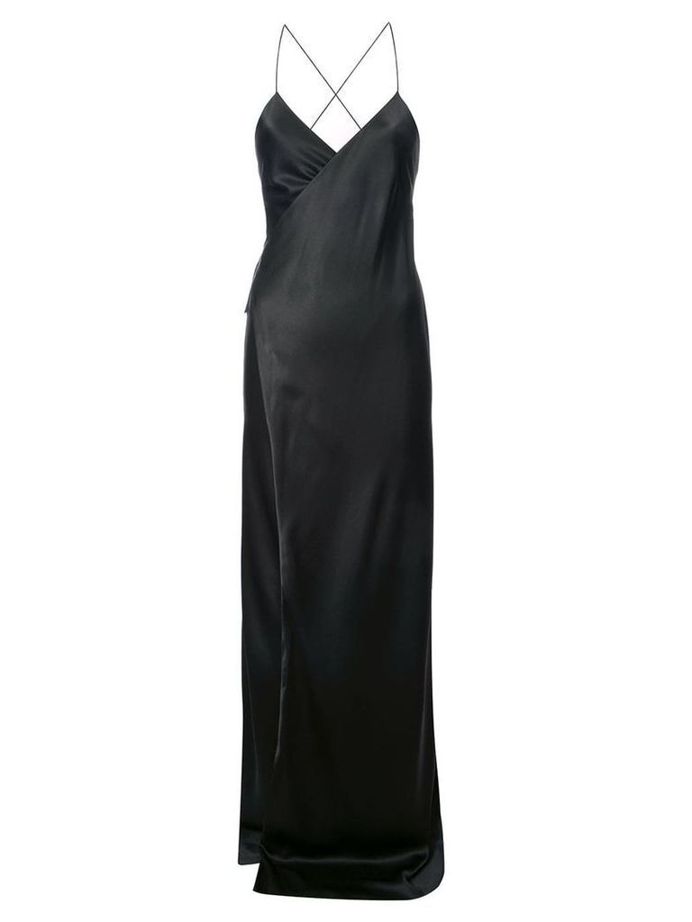 Michelle Mason strappy wrap gown - Black