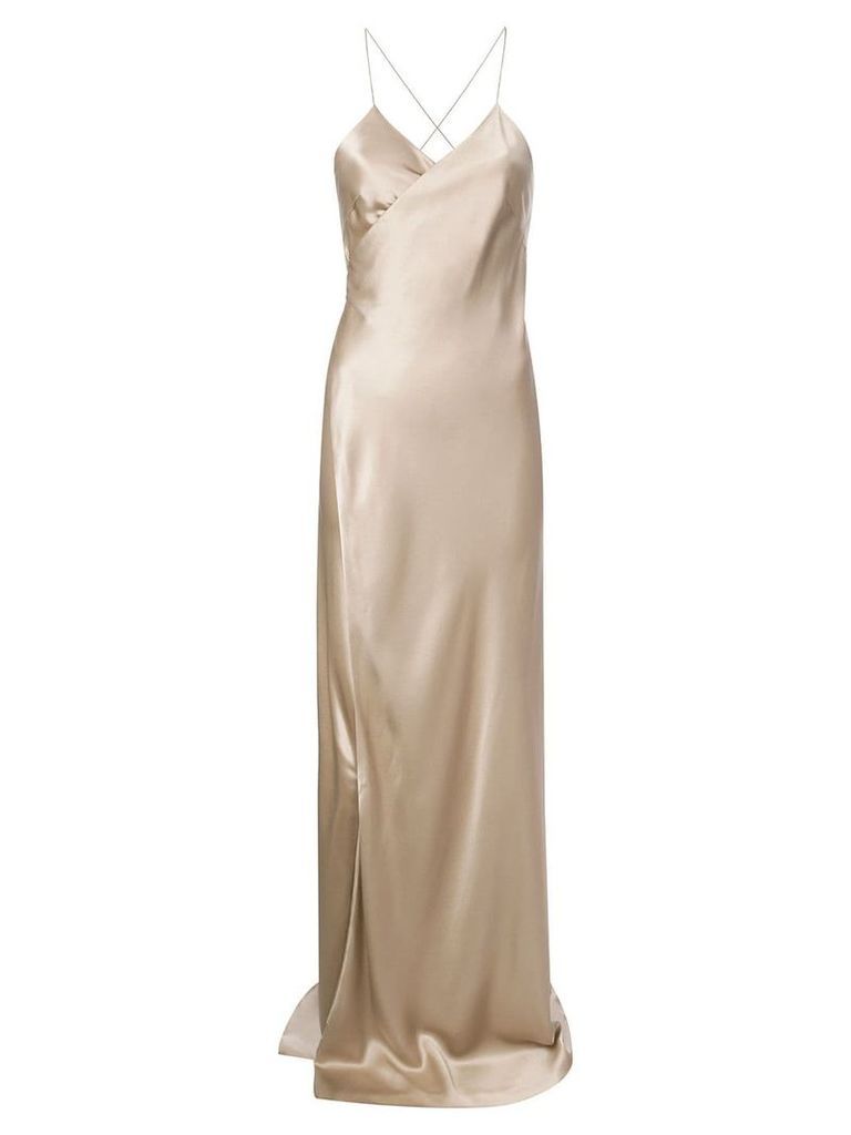 Michelle Mason strappy wrap gown - Neutrals