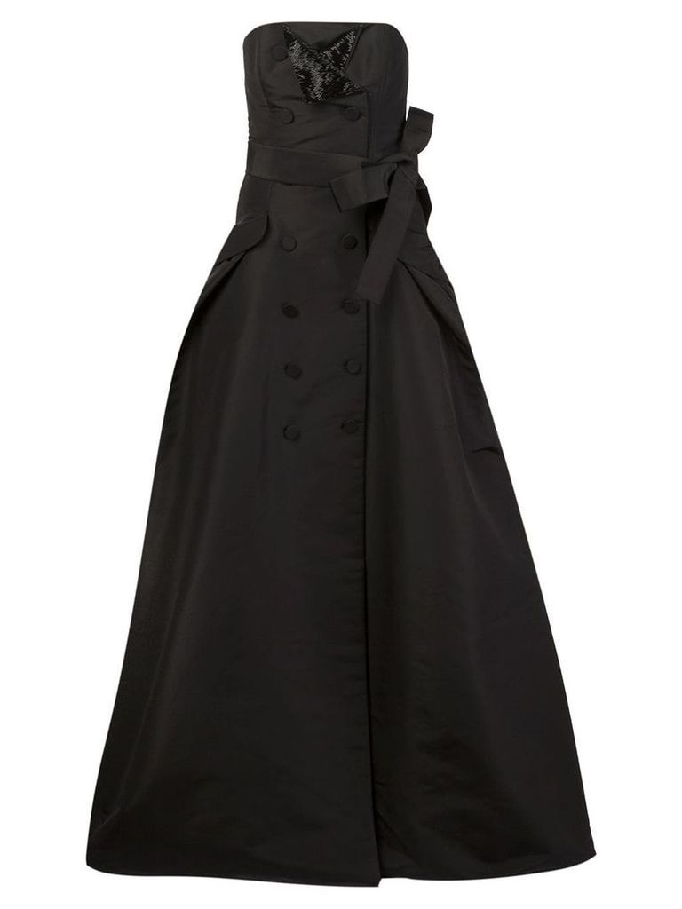 Carolina Herrera button detailing strapless gown - Black
