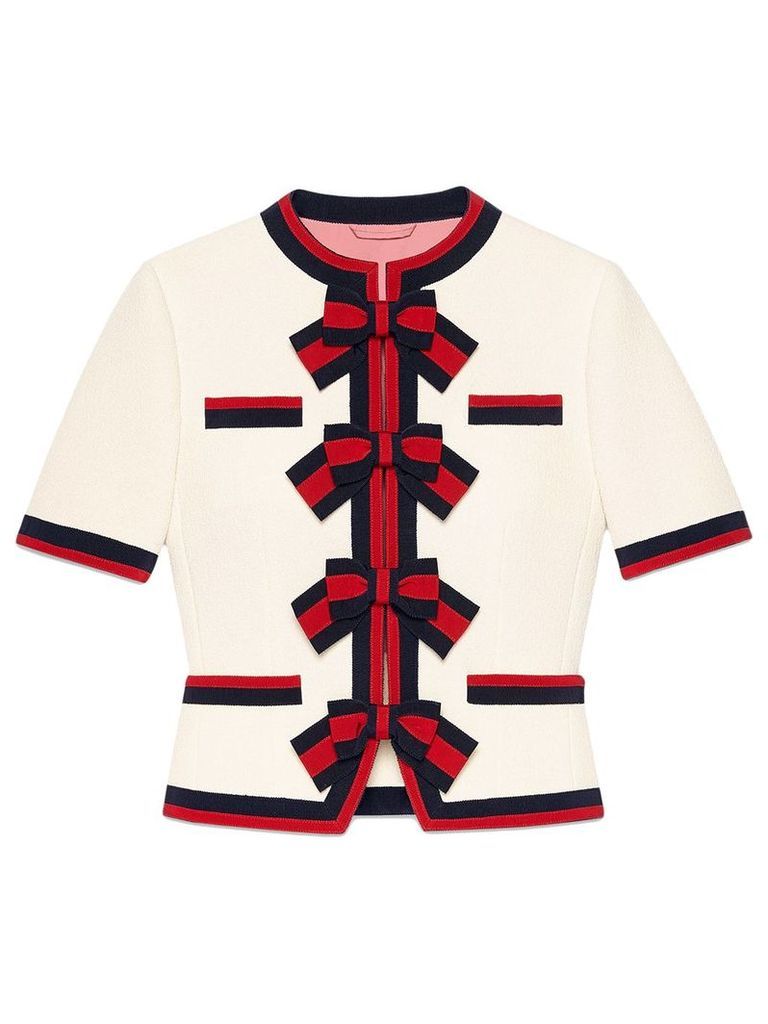 Gucci Wool jacket with Web bows - White