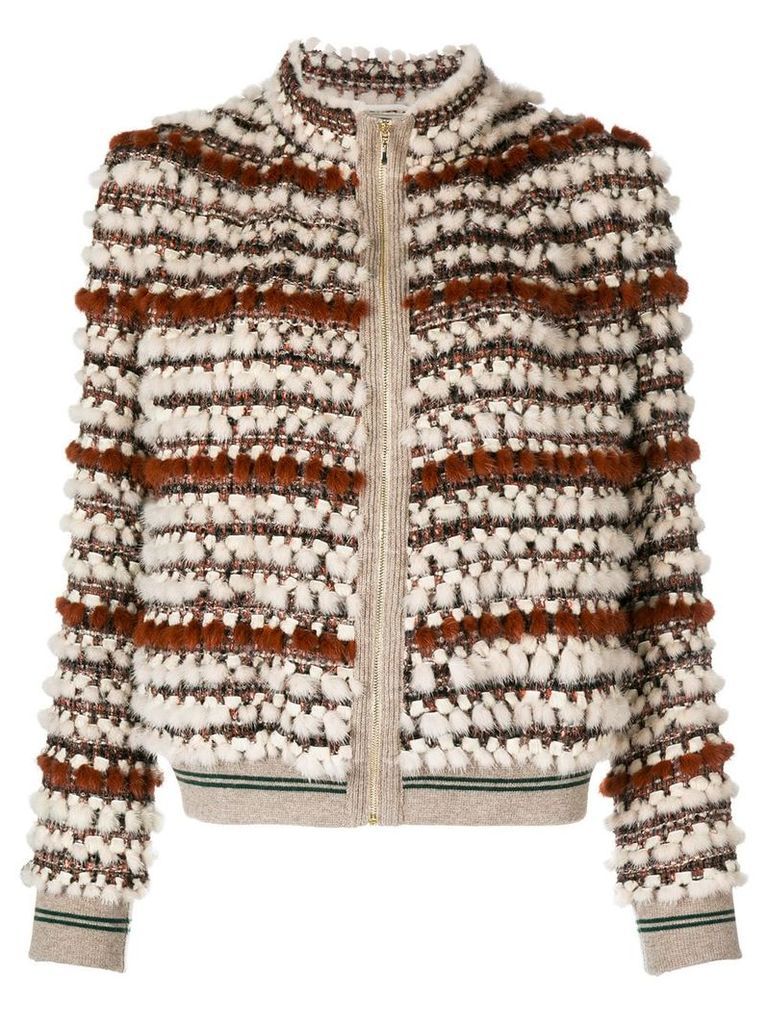 Cara Mila Hailey knitted mink jacket - Brown