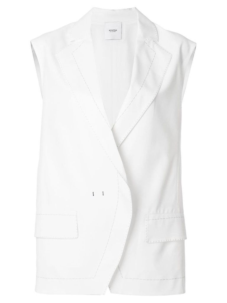 Agnona contrast stitch oversize waistcoat - White