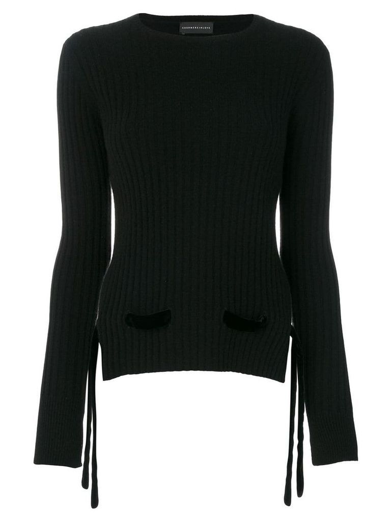 Cashmere In Love cashmere velvet belt sweater - Black