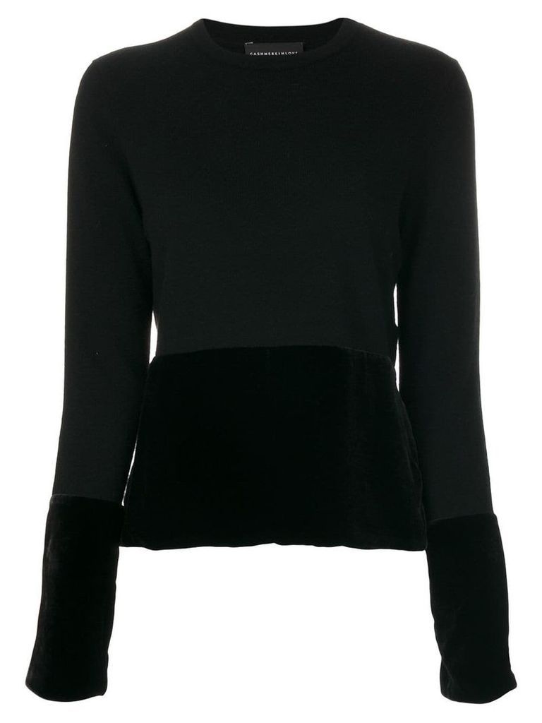 Cashmere In Love cashmere velvet panel jumper - Black