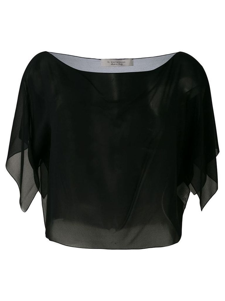 D.Exterior sheer cropped blouse - Black