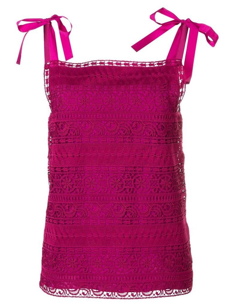 Alberta Ferretti crochet bow top - Pink