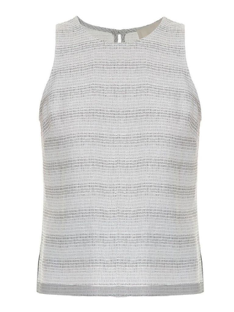 Framed striped tweed tank top - White