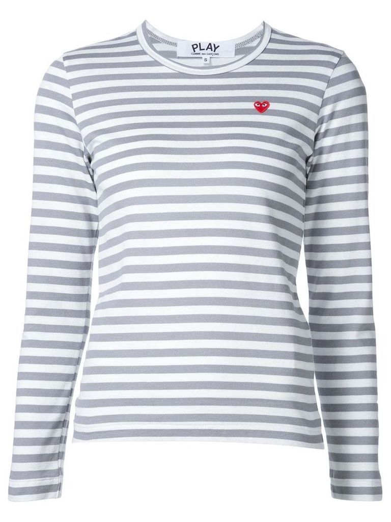 Comme Des Garçons Play mini heart logo striped T-shirt - Grey