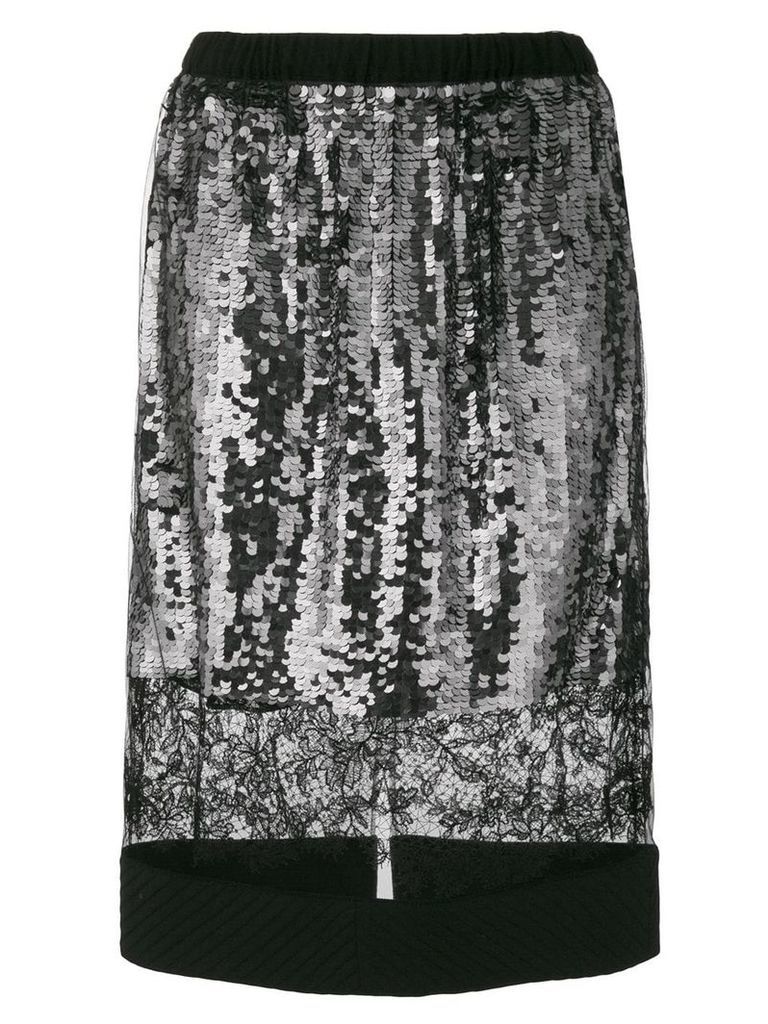 Vera Wang lace panel sequin skirt - Black