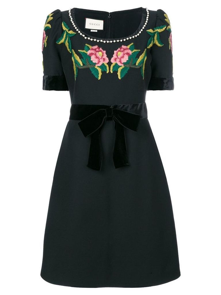 Gucci floral embroidered dress - Black