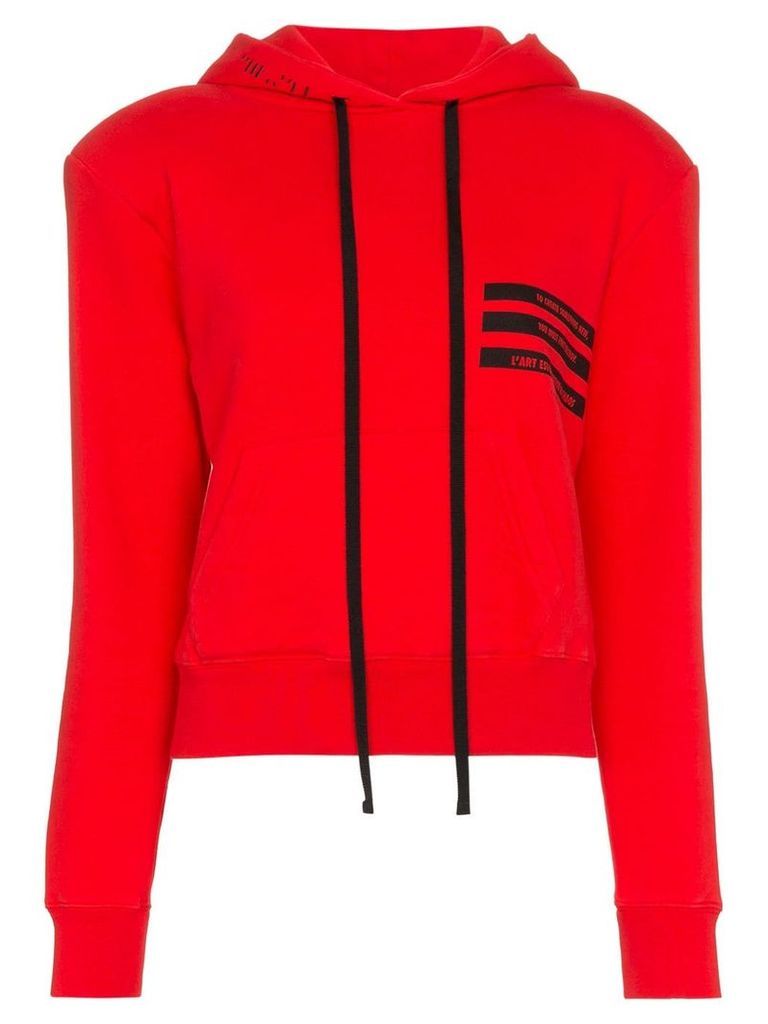 UNRAVEL PROJECT Cropped Hooded Cotton Jumper - Red