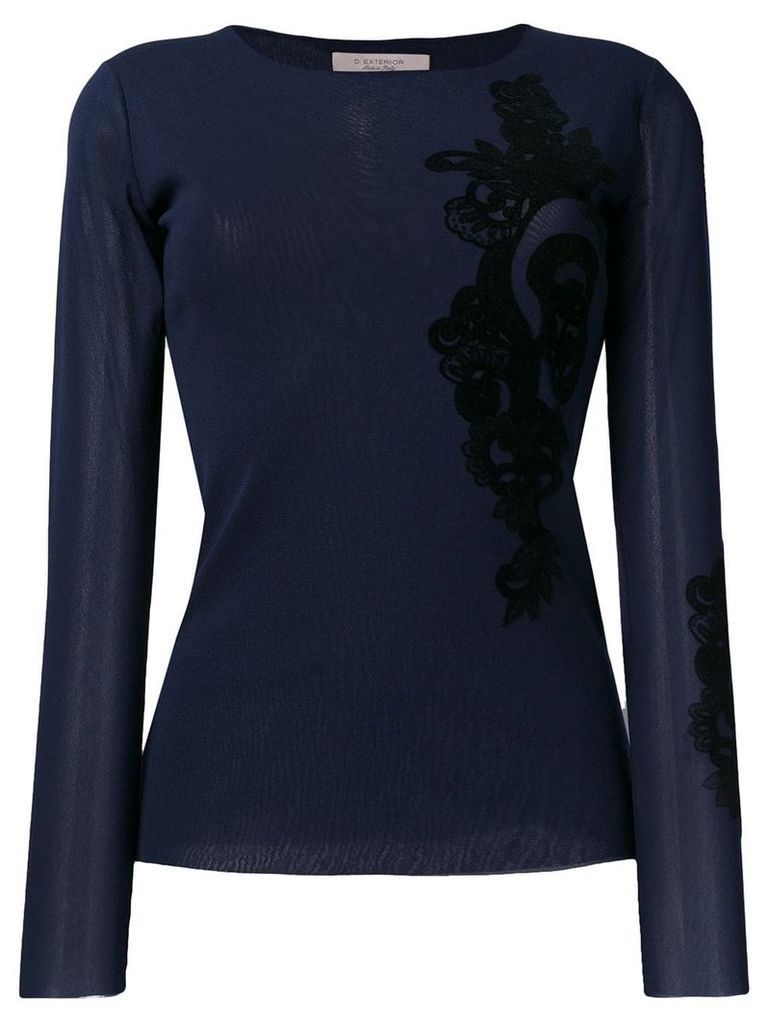 D.Exterior lace detail blouse - Blue