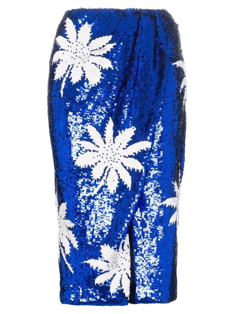 Filles A Papa high-waisted floral sequin embellished skirt - Blue