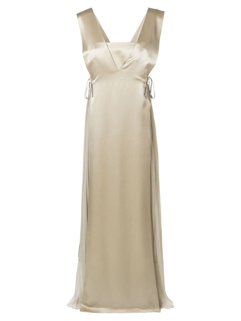 Alberta Ferretti sleeveless pleated panel gown - NEUTRALS