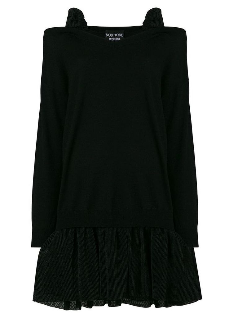 Boutique Moschino cold shoulder tulle skirted sweater dress - Black