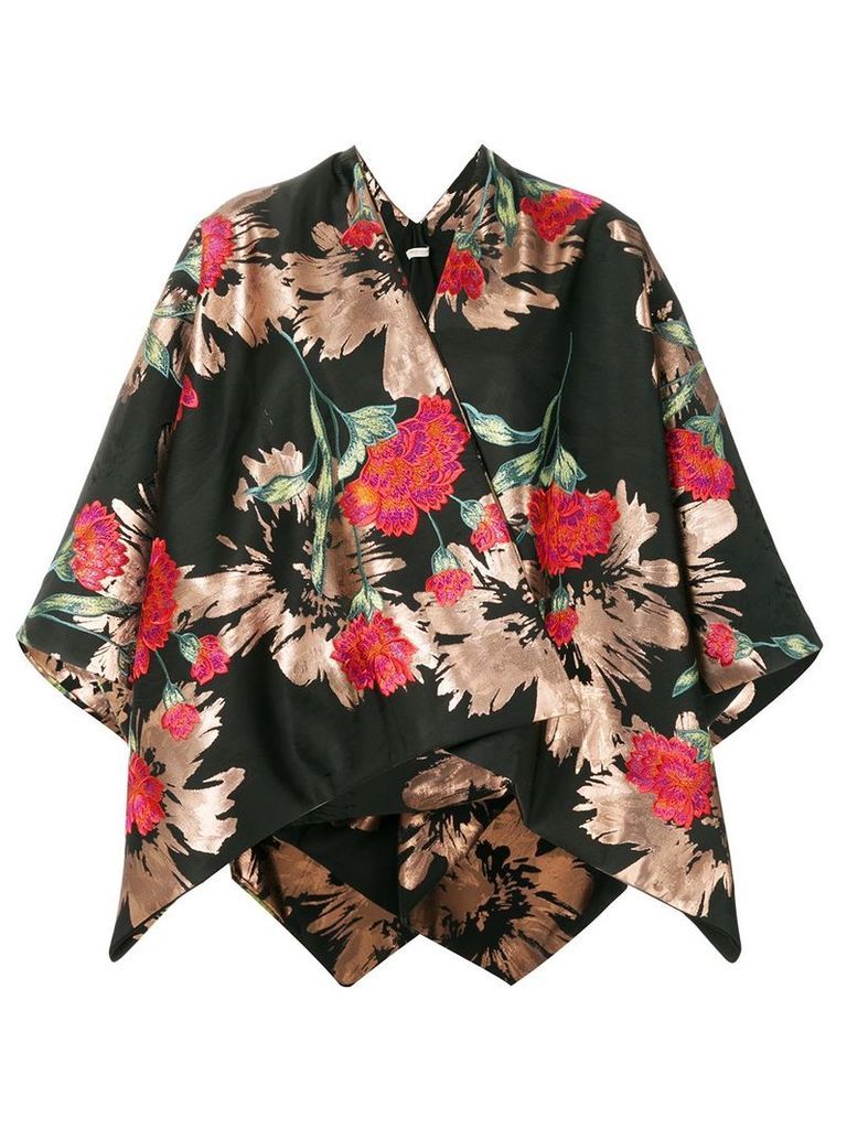 Ermanno Gallamini floral print kimono jacket - Black