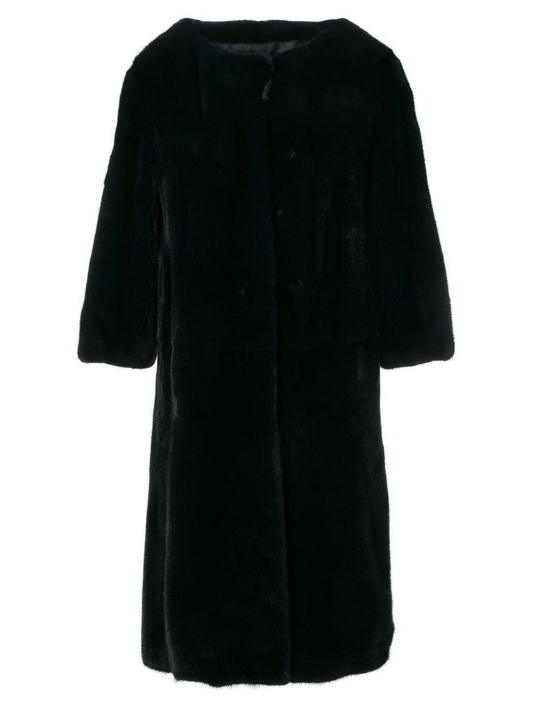 Liska buttoned fur coat - Black