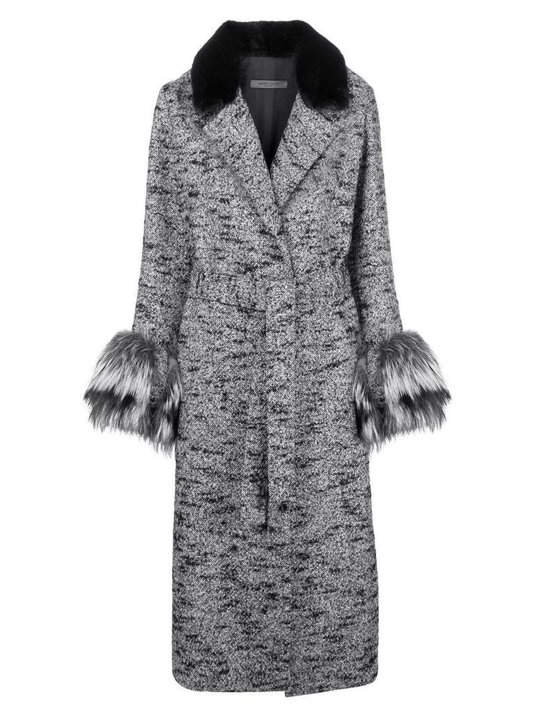 Simonetta Ravizza fur detail belted coat - Grey