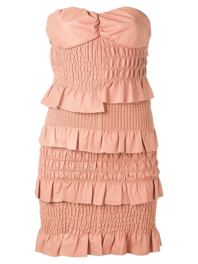 Drome ruched and ruffled dress - PINK
