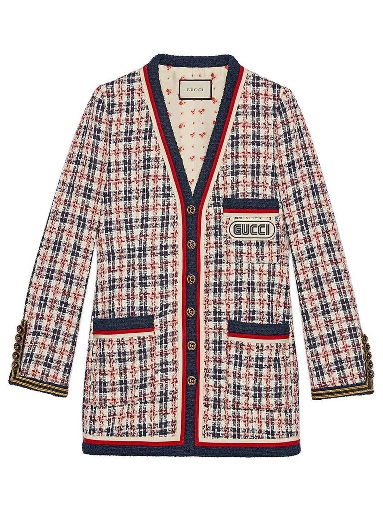 Gucci Check jacket with Gucci patch - White