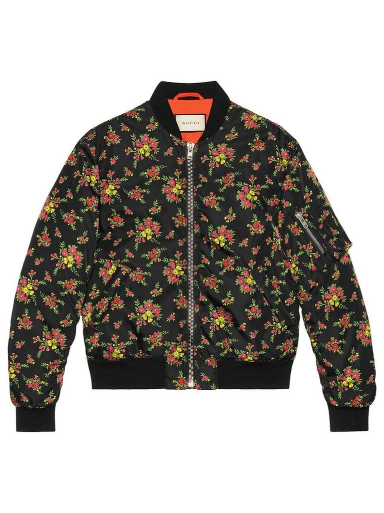 Gucci Floral bouquets nylon jacket - Black