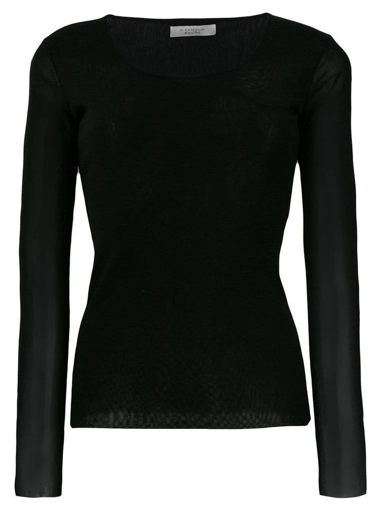 D.Exterior round neck slim-fit sweatshirt - Black