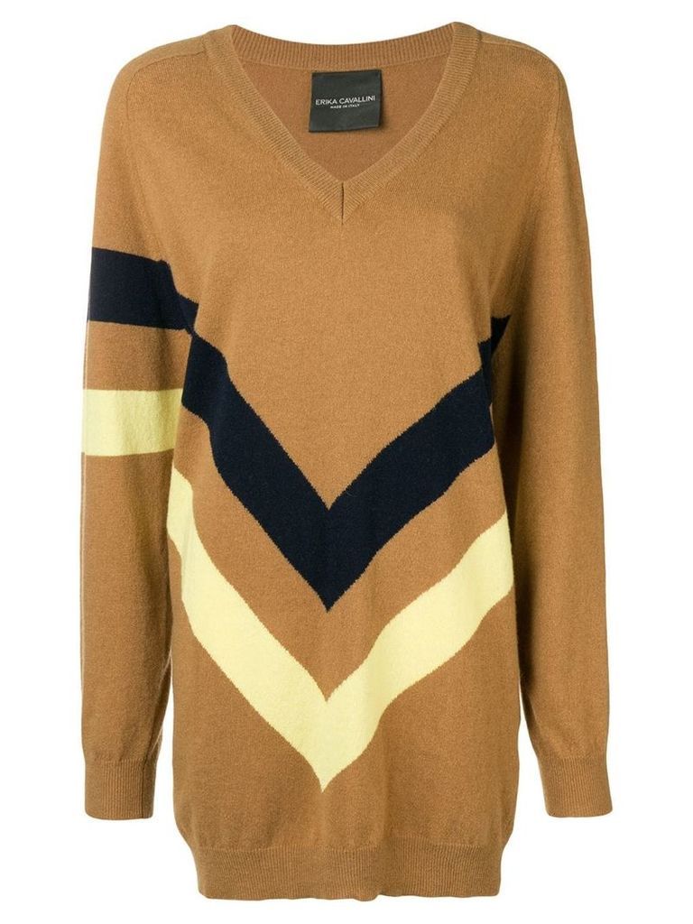 Erika Cavallini boxy striped print sweater - Brown