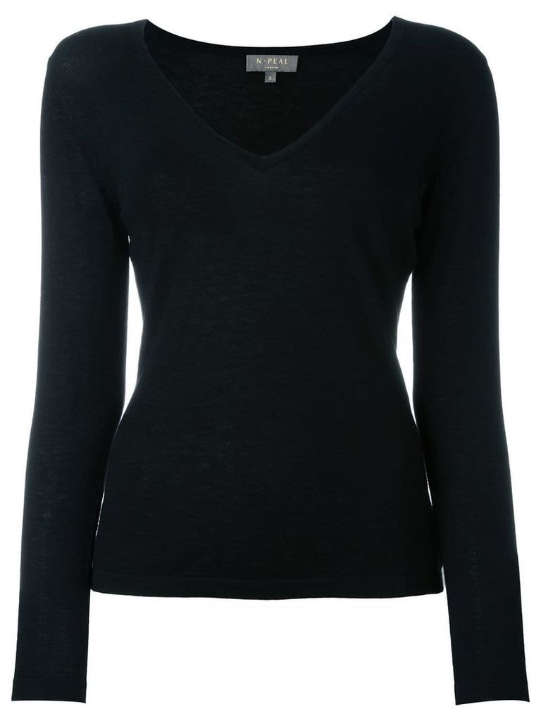 N.Peal cashmere superfine v-neck sweater - Black