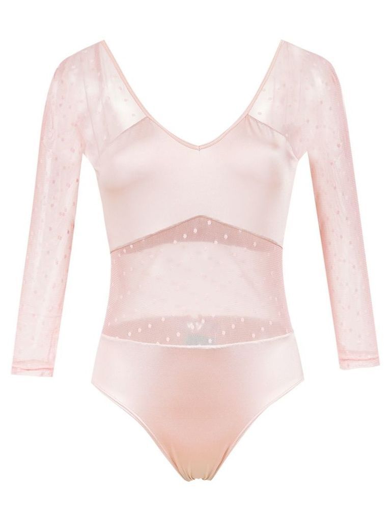 Brigitte long sleeved tulle bodysuit - Pink