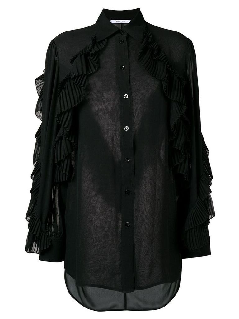 Givenchy ruffled style transparent blouse - Black