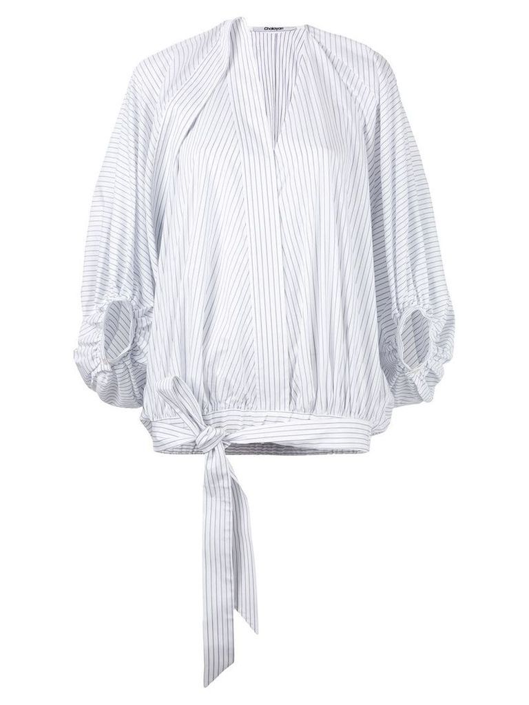 Chalayan stripe tied blouse - White