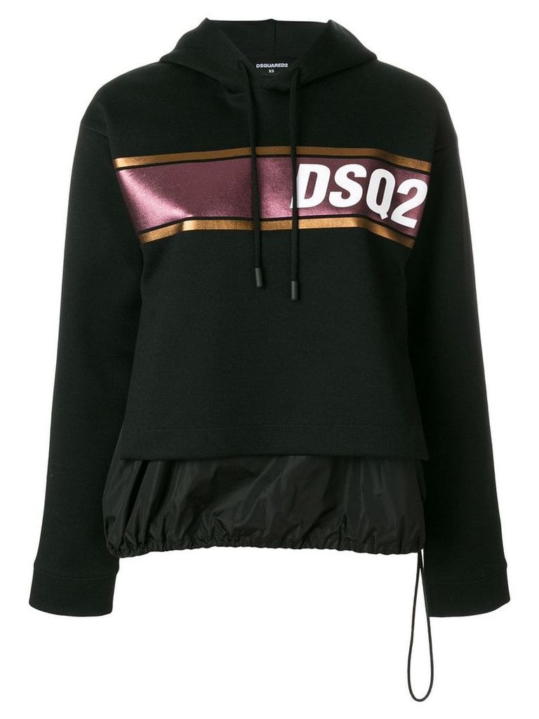 Dsquared2 DSQ2 logo stripe hoodie - Black