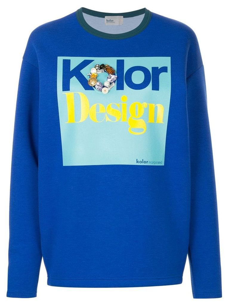 Kolor embellished print sweatshirt - Blue