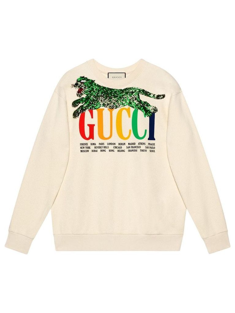 Gucci Gucci Cities sweatshirt with sequin panther - White