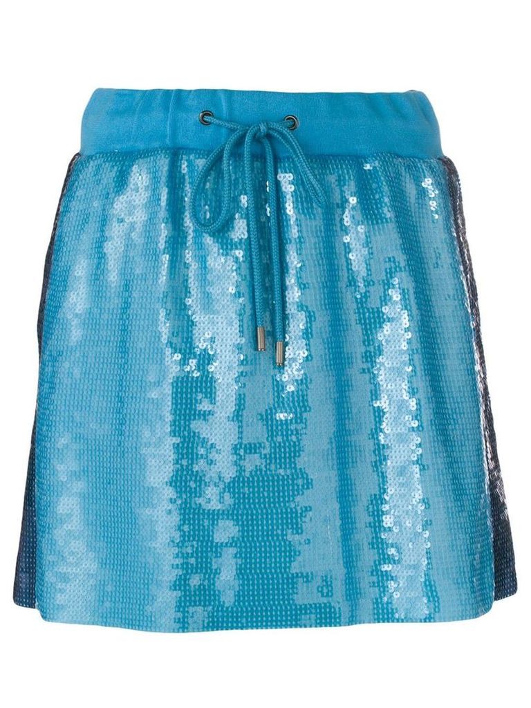 Alberta Ferretti side stripe sequin mini skirt - Blue