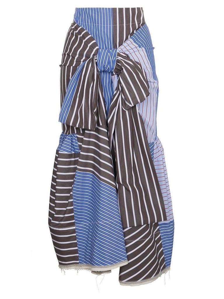 Marni multi striped tie front skirt - Blue