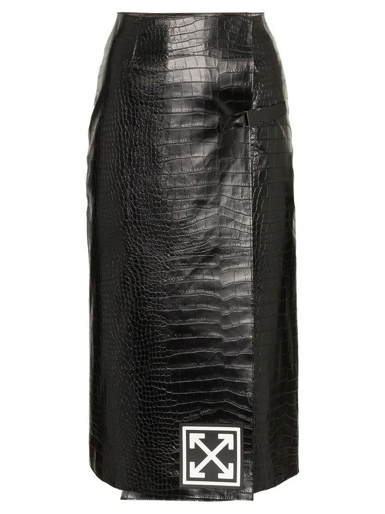 Off-White High-Waisted Leather Pencil Skirt - Black