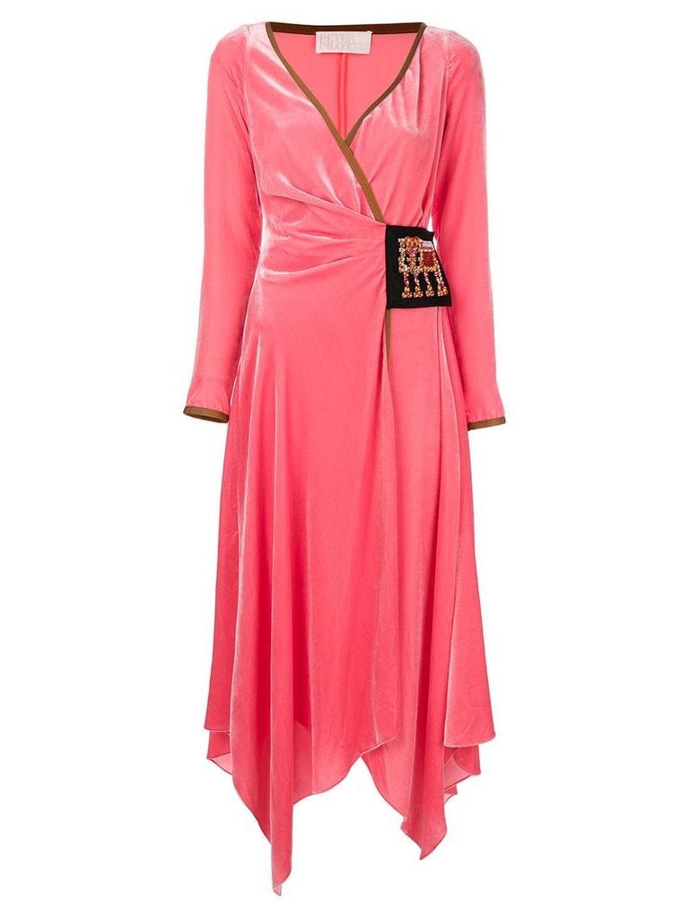 Peter Pilotto Asymmetric velvet wrap dress - Pink