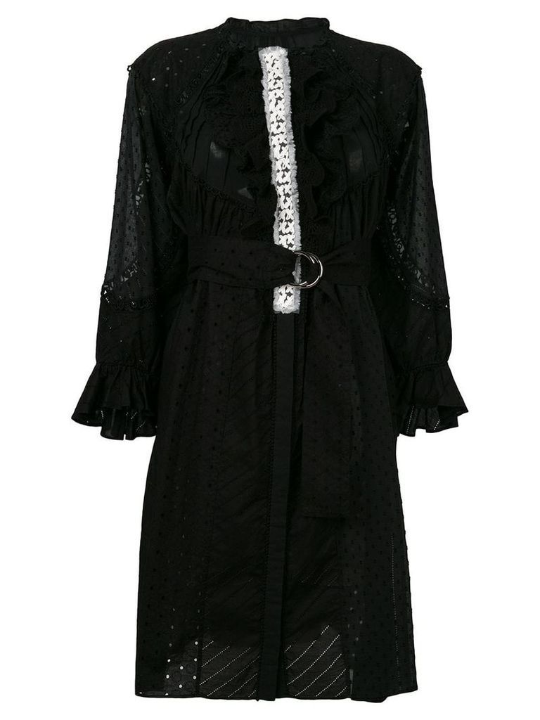 Tsumori Chisato crochet stitched ruffle trim dress - Black