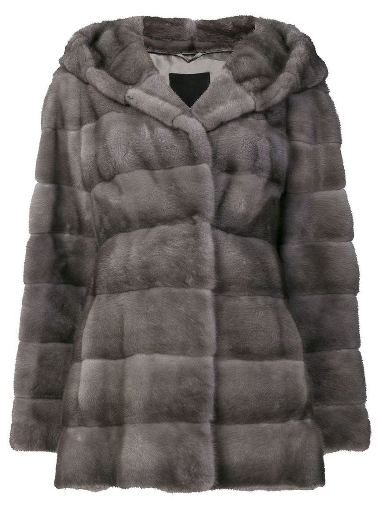 Liska Valenzia hooded fur coat - Grey